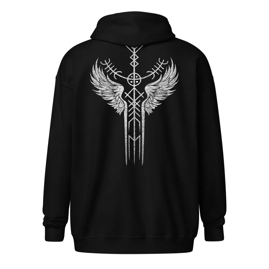 The Valkyrie Stave Zip Hoodie (grunge print) product image (1)