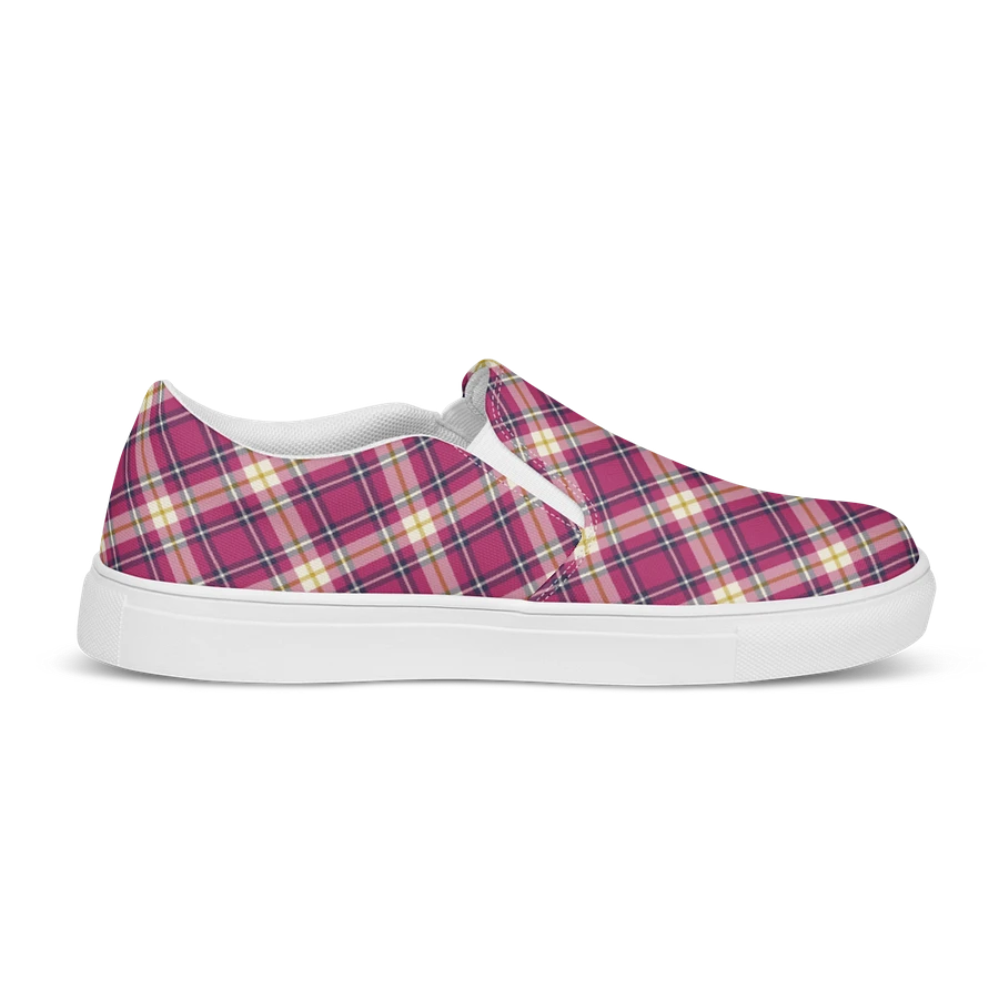 Hot Pink and Navy Blue Plaid Women's Slip-On Shoes product image (5)