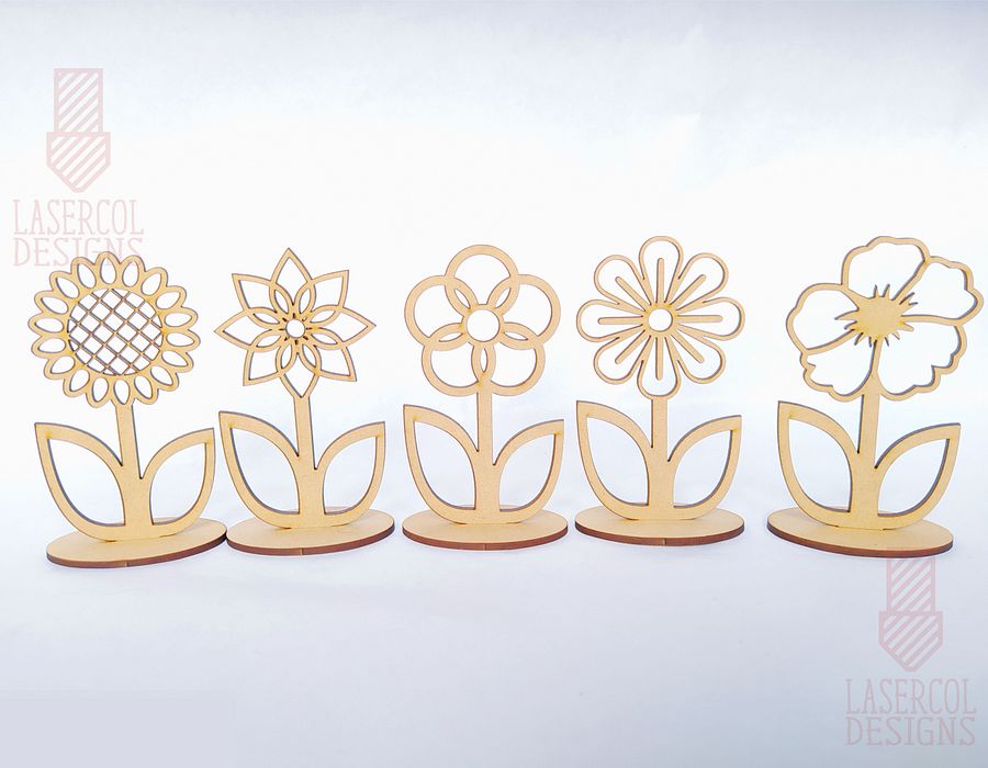 Flowers - Set 2 - (Two Sizes, Five Styles) - Laser Cut Files product image (6)