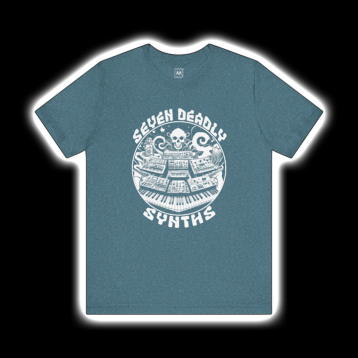 Seven Deadly Synths - Synthesizer Collector T-Shirt (WHITE PRINT) product image (1)