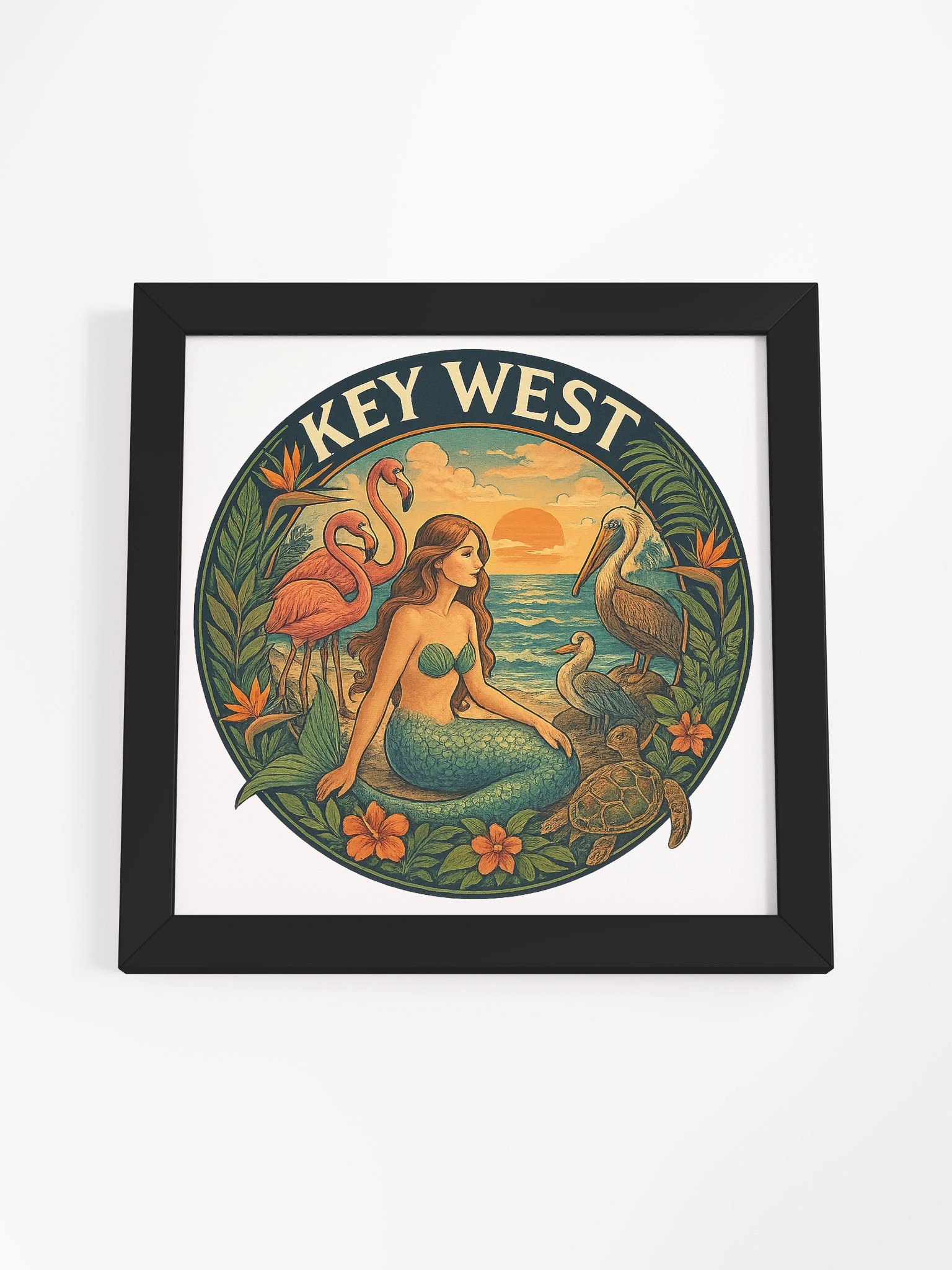 Key West Framed Poster with Mermaid, Birds, and Turtle product image (52)