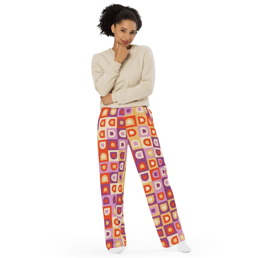 BUIII Retro Geometric: Autumn Breeze Wide-Leg Pants product image (9)