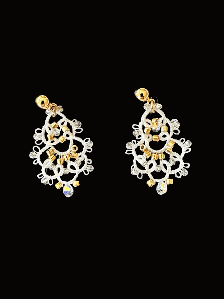 Lace Earrings with 14K Gold-filled Posts and Beads product image (2)