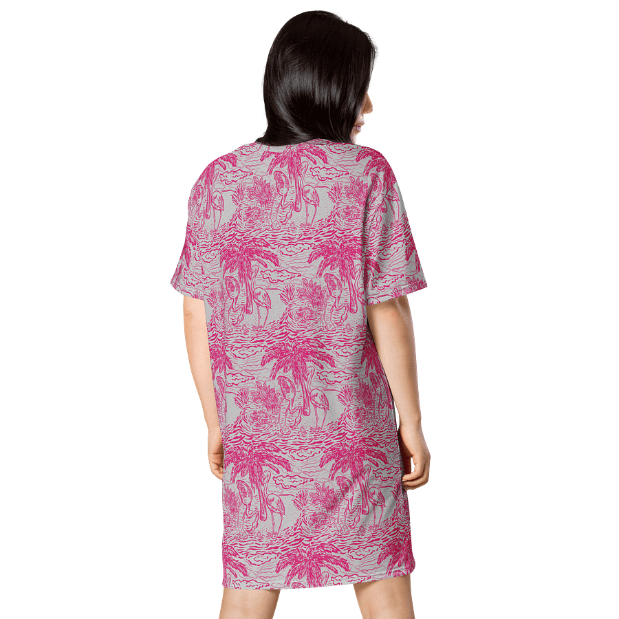 Flamingo Fancy Toile | Pink on Grey Tropical Toile | T-Shirt Dress | by Monique Faella Designs™ product image (3)