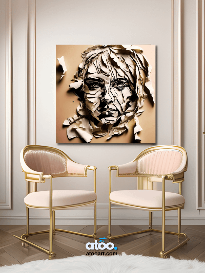 Paper Collection | Woman with Messy Hair | Canvas Art Painting product image (2)