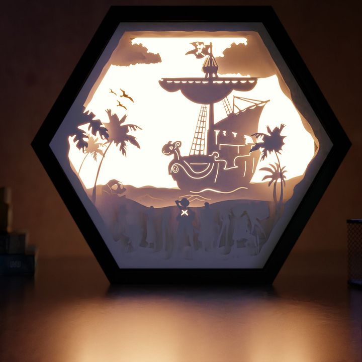 One Piece Lightbox template 2 in 1 - PDF PNG SVG DXF + Video Tutorial product image (1)