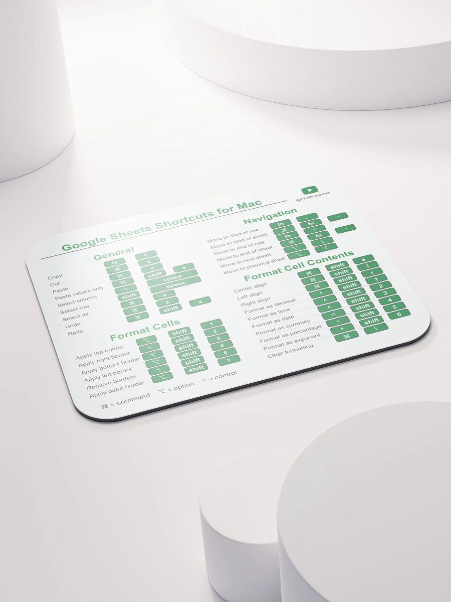 Keyboard Shortcuts Mouse Pad for Mac - Google Sheets product image (4)