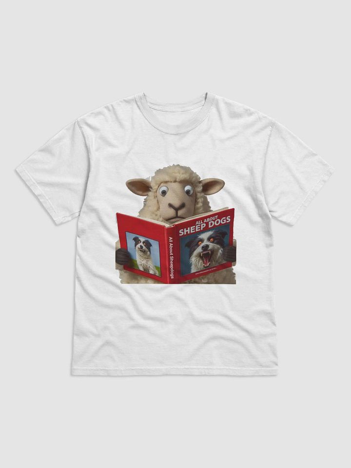 A Sheep Reading a Book About Sheep Dogs #Humorous Tee - White product image (1)