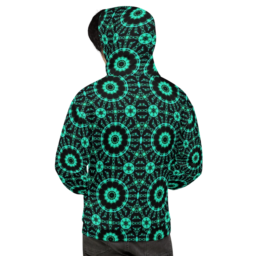 Abstract Repeating Neon Green Shapes Unisex All Over Print Hoodie product image (8)