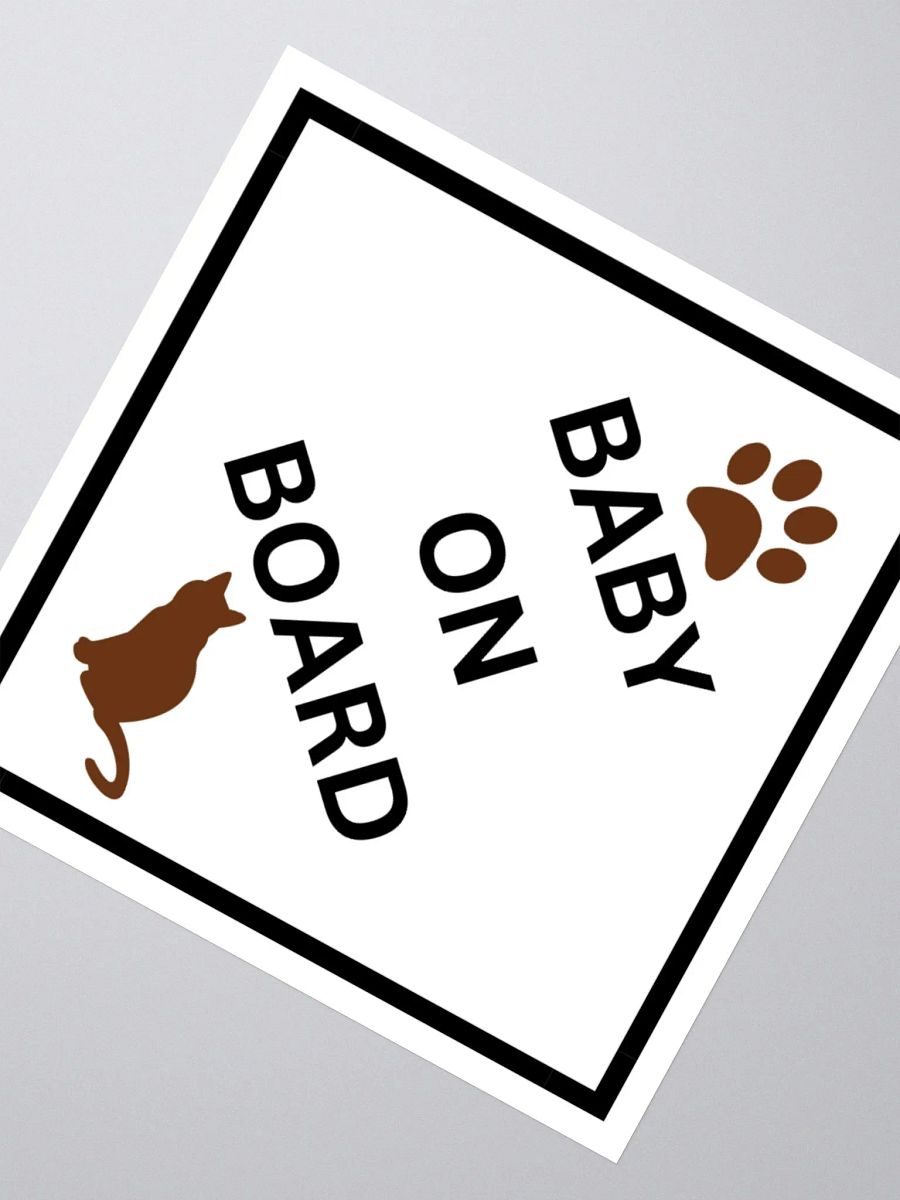 Cat Baby on Board Sticker - Brown on White product image (2)