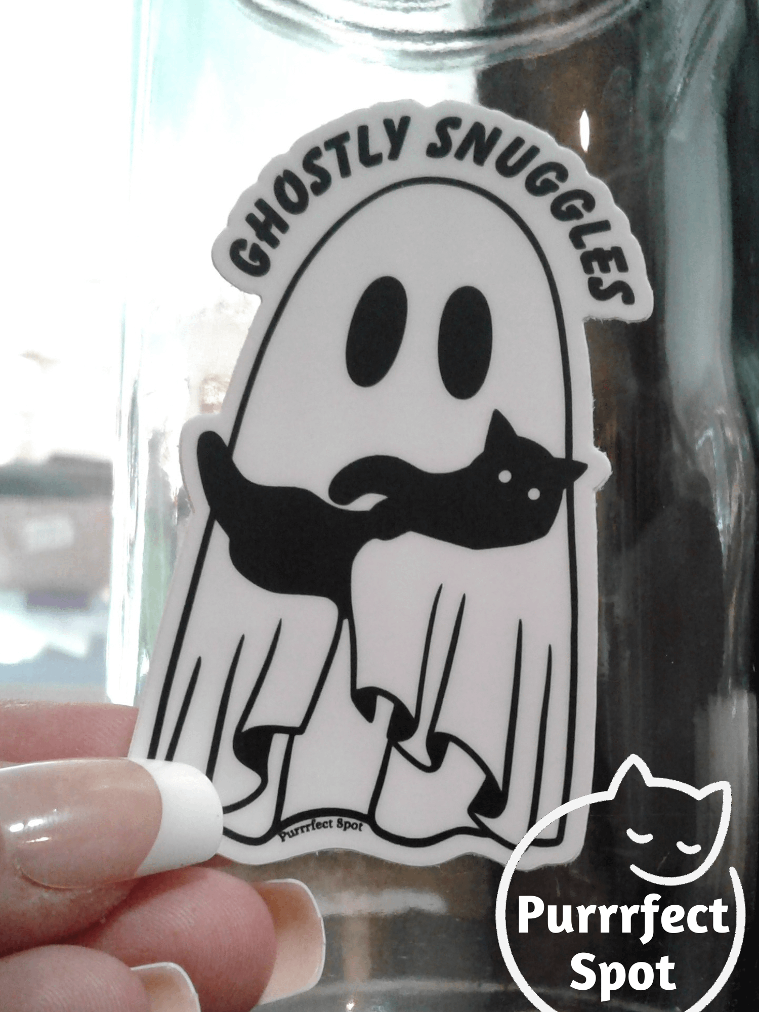 Ghostly Snuggles Ghost & Cat Sticker 🐾👻 product image (2)