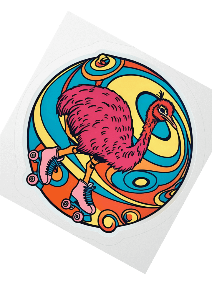 Psychedelic Emu Roller Skates Sticker product image (2)
