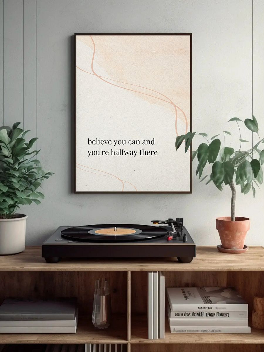 Believe You Can Motivational Wall Art - Minimalist Inspirational Quote Print, Modern Neutral Decor, Office or Bedroom Positive Affirmation product image (4)
