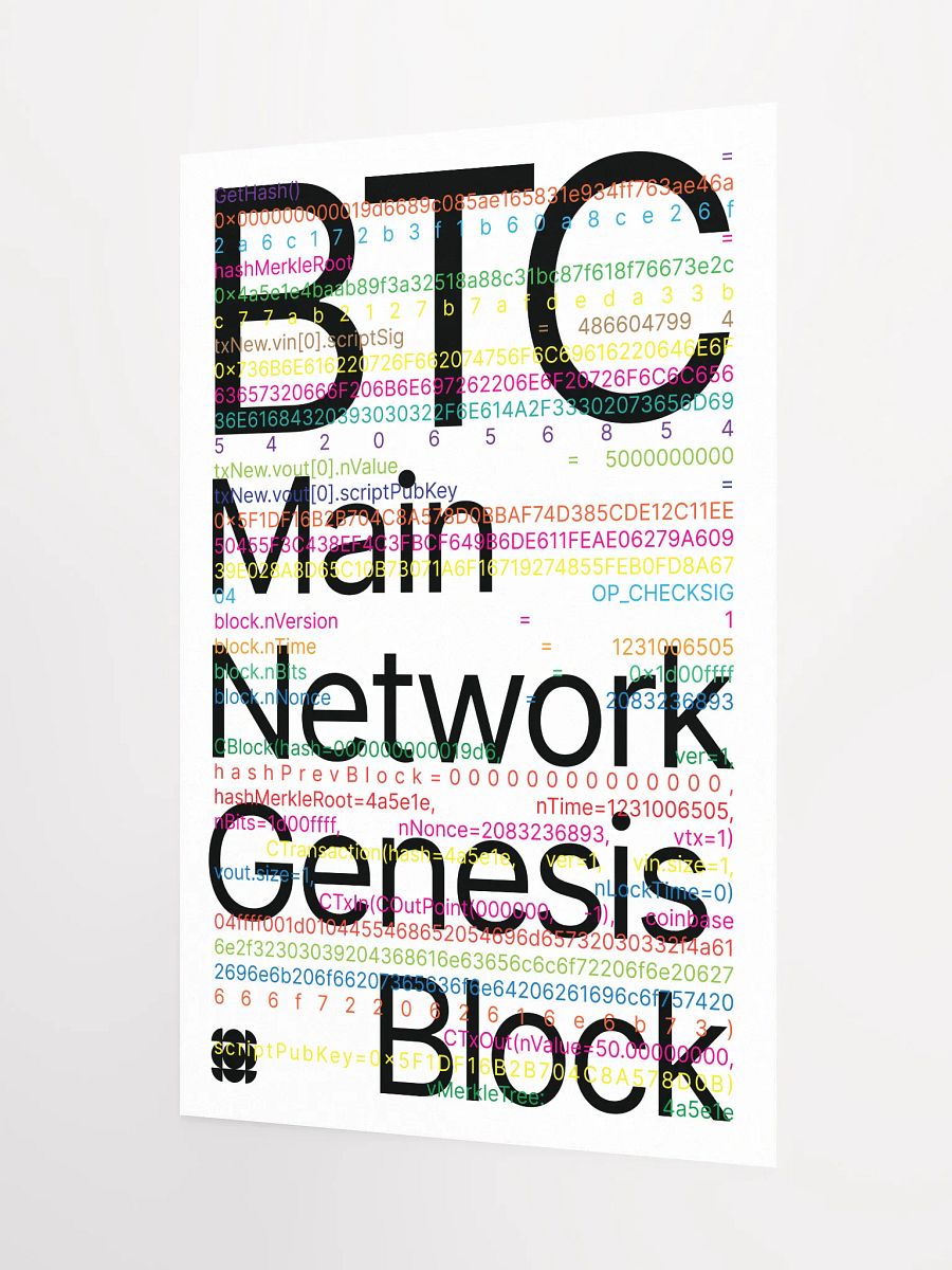 Bitcoin Genesis Block Poster (white) product image (3)