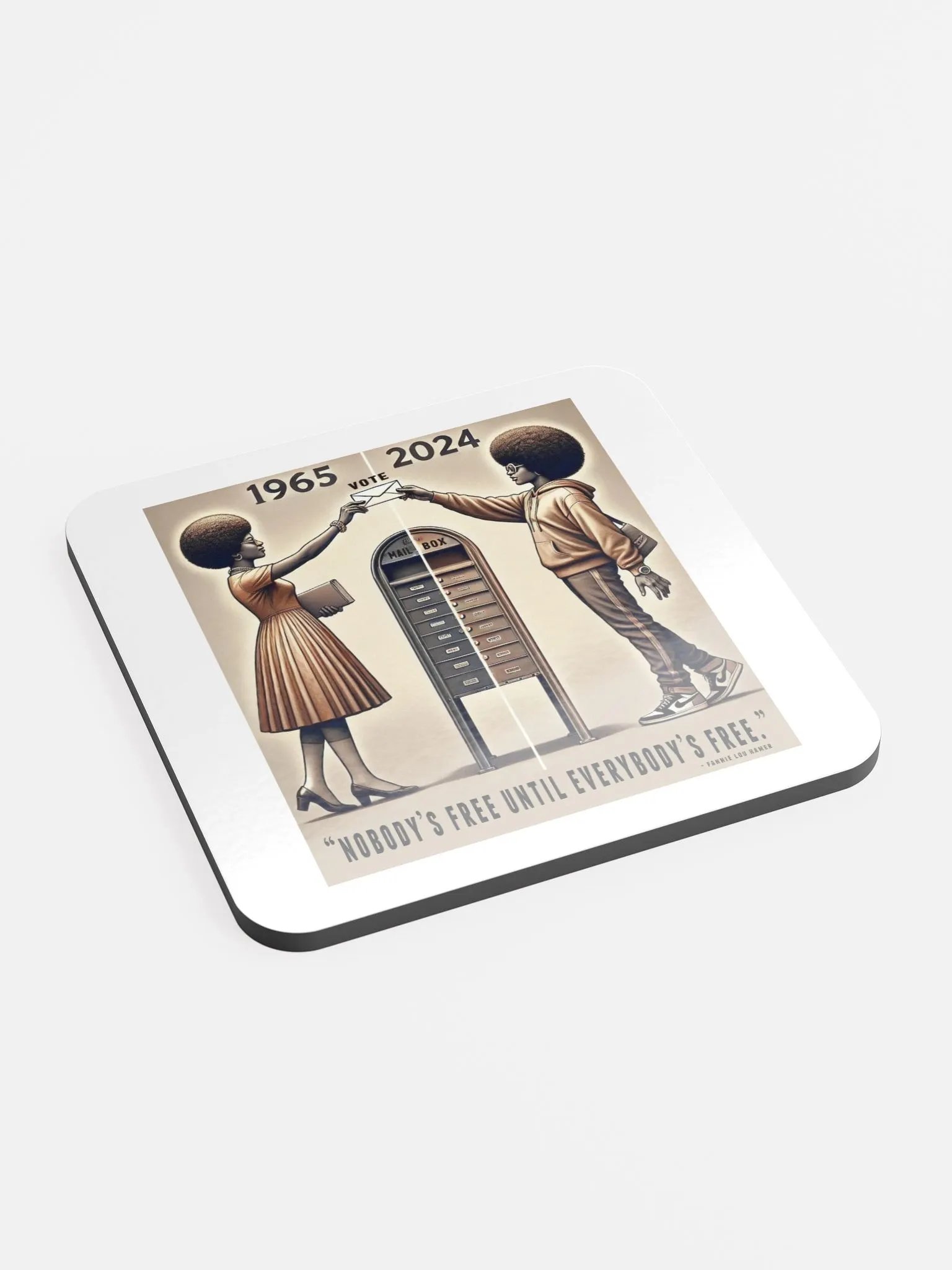 "Nobody’s Free" Cork Coasters – Protect Surfaces, Preserve Rights product image (2)