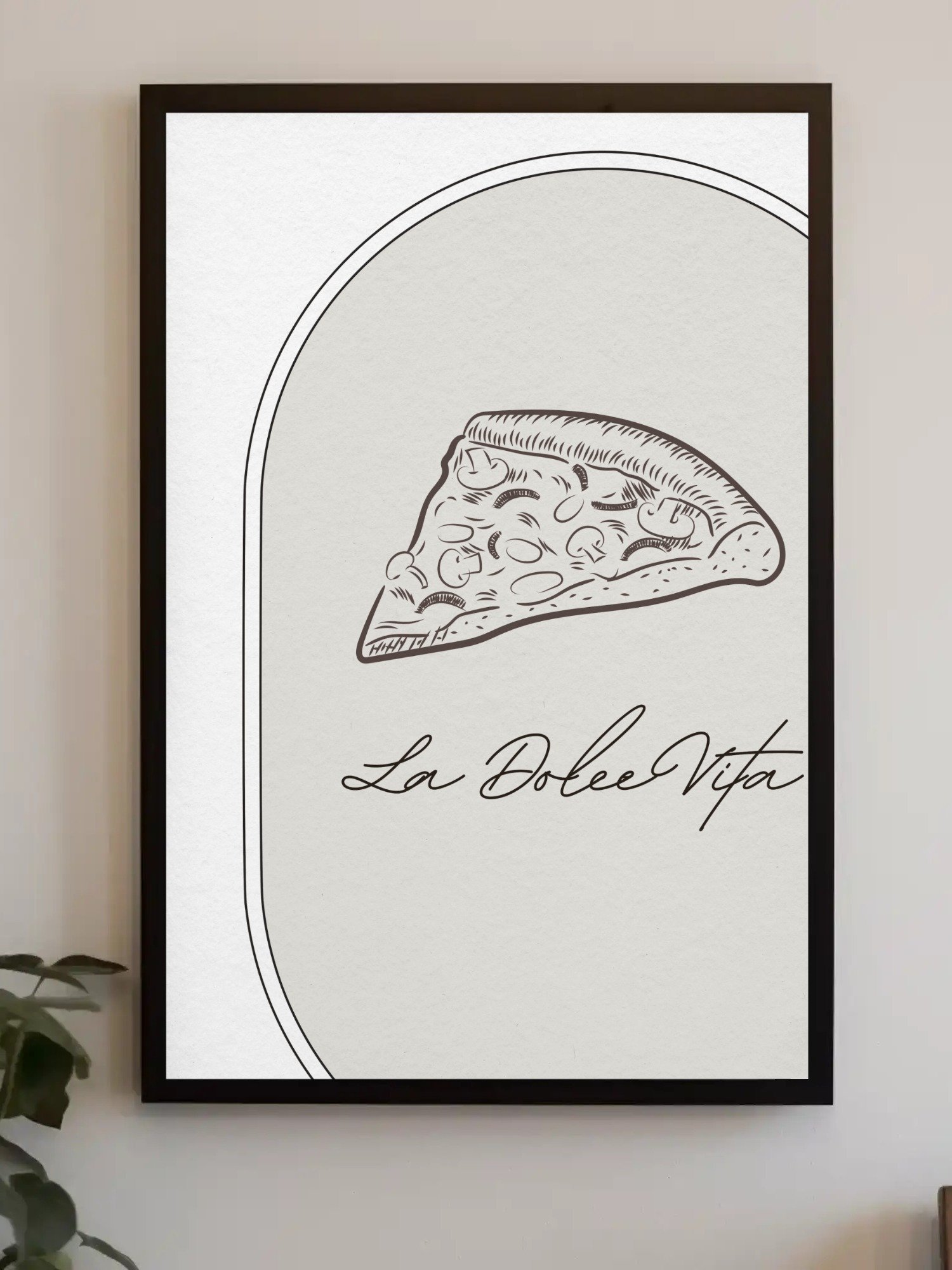 La Dolce Vita Italian Pizza Wall Art - Minimalist Kitchen Decor, Black and White Food Illustration, Modern Pizza Lover Print, Italian Decor product image (3)