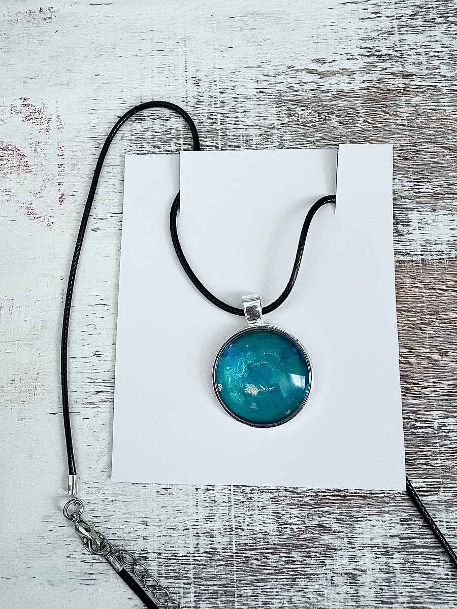 Handmade Cabochon Pendant Necklace | Teal Blue | by Monique Faella Designs™ | MFD-00084 product image (2)
