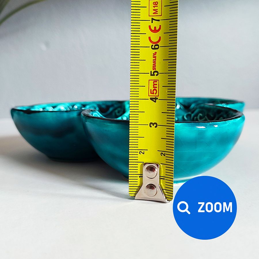 Ceramic snack dish, turquoise/green/emerald — handmade pottery product image (9)