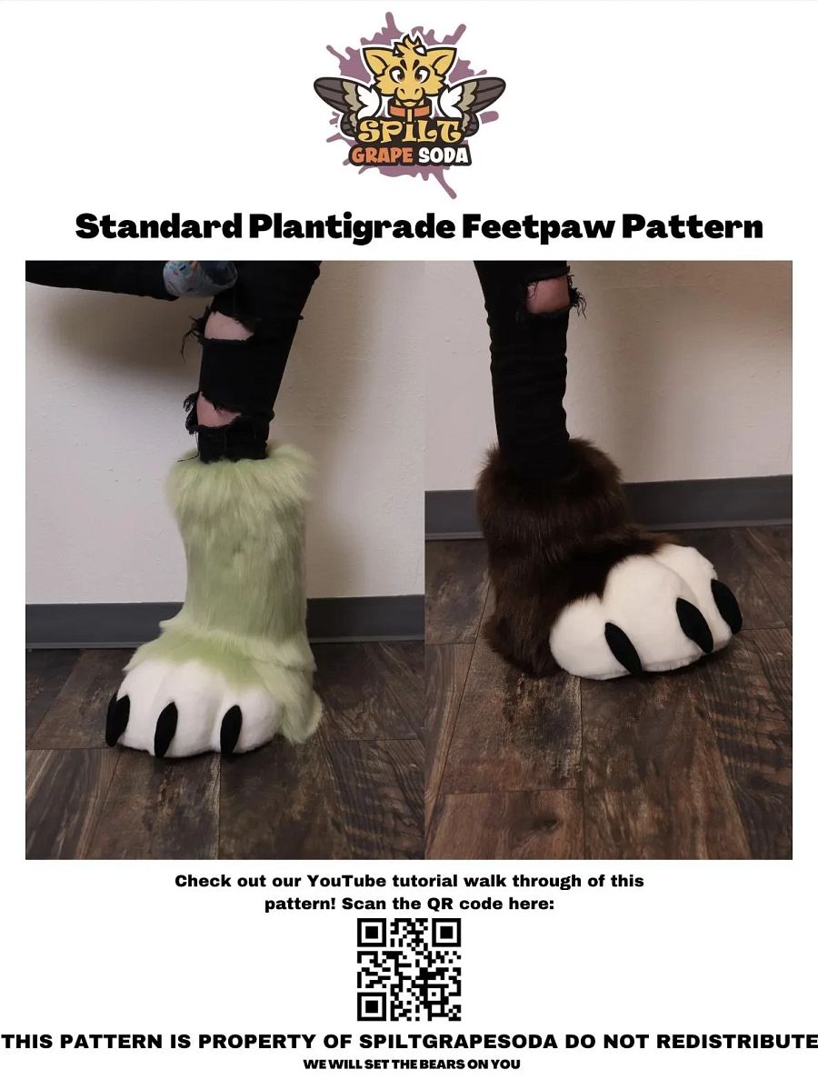 Standard Plantigrade Fursuit Feetpaw Indoor and Outdoor Pattern [PDF DOWNLOAD] product image (3)