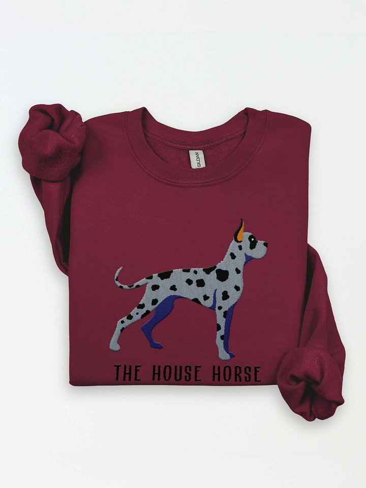 The House Horse Sweatshirt (Embroidered) of a Great Dane(Blue Merle, Cropped Ears) product image (1)
