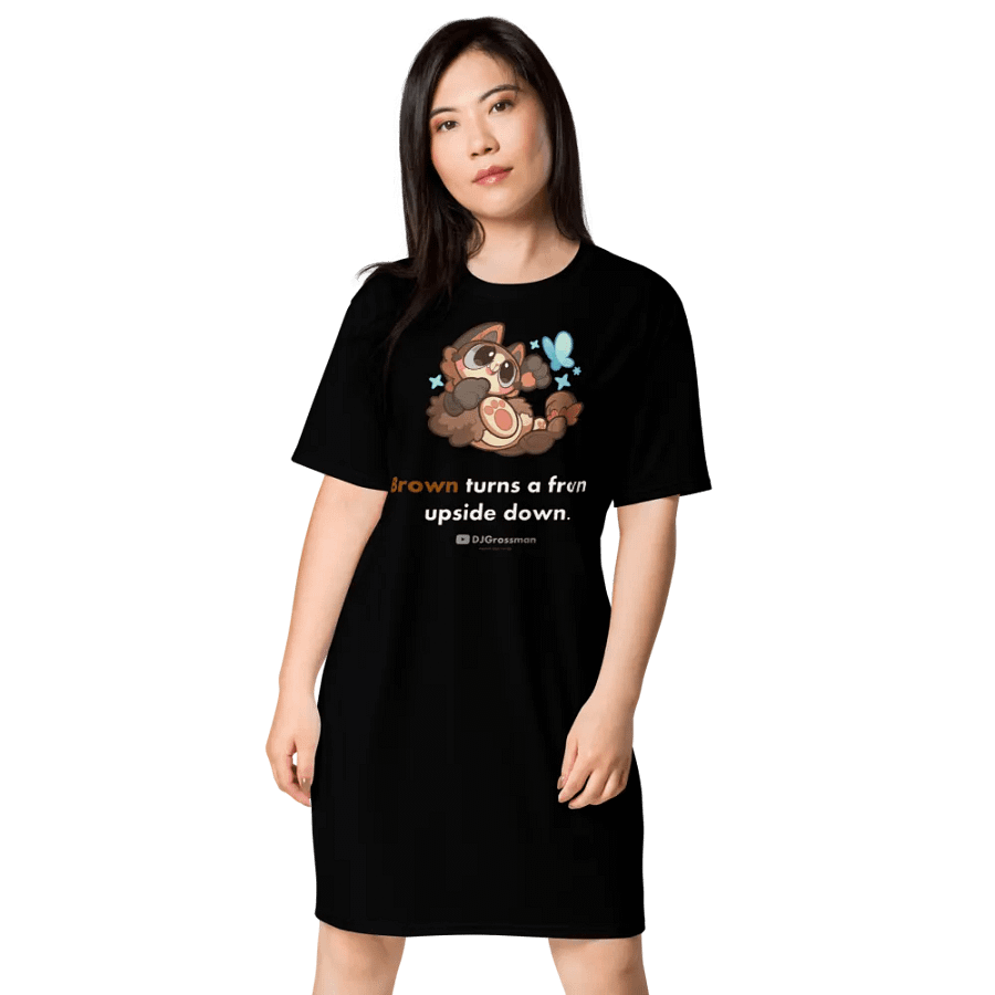 Playing Terra • "Brown turns a frown upside down." • T-shirt Dress (Black) product image (1)