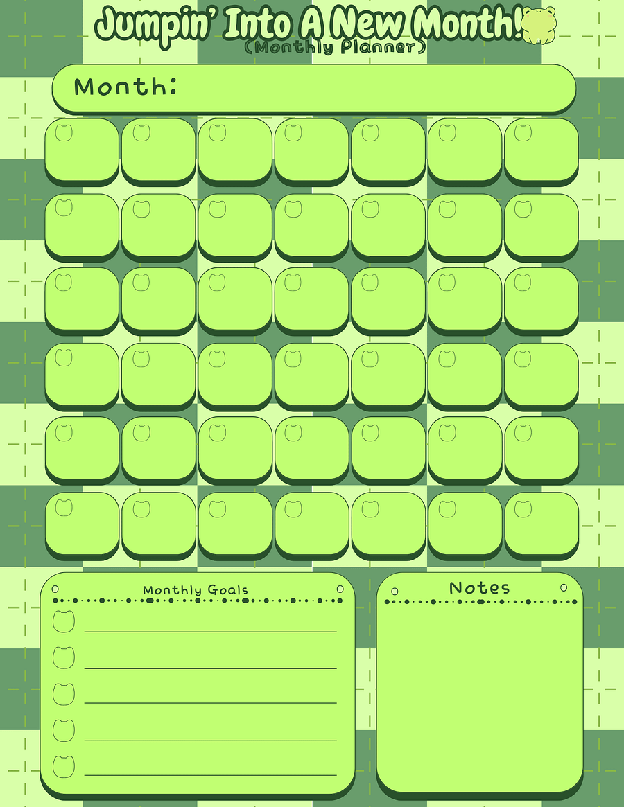 April's Planner Design - Frog Daily, Weekly, and Monthly Planner Sheets (Letter Size) product image (3)