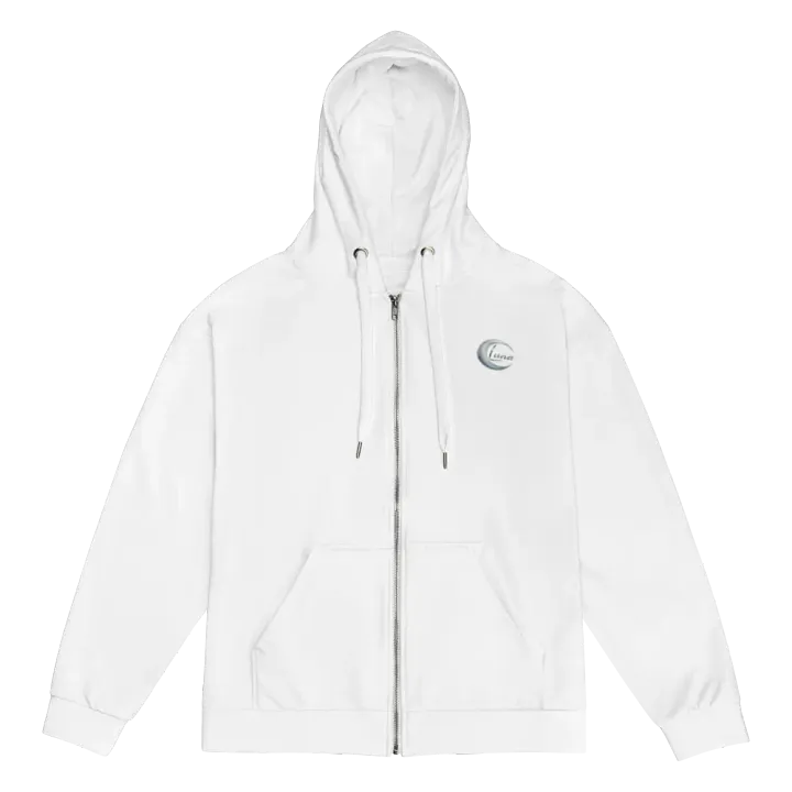 Luna Recycled Unisex Zip Hoodie with Crescent Moon Design - White product image (1)