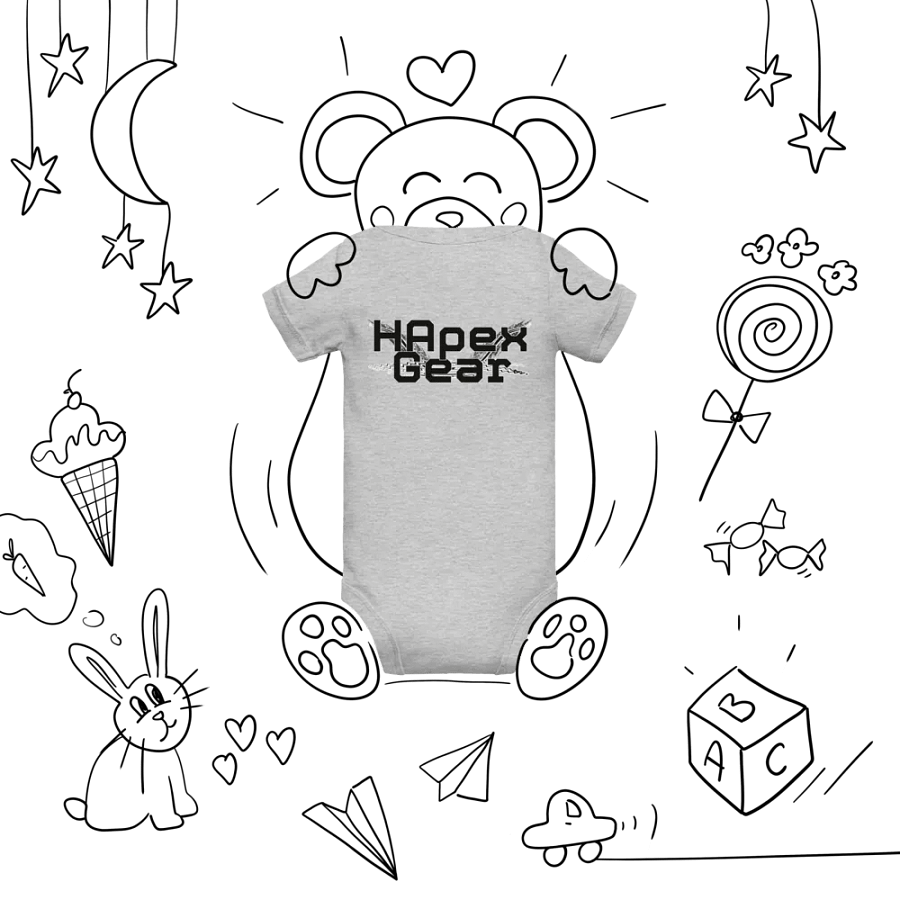 Baby Short Sleeve One Piece - Embroidered - Black HApex Gear Black Logo product image (9)