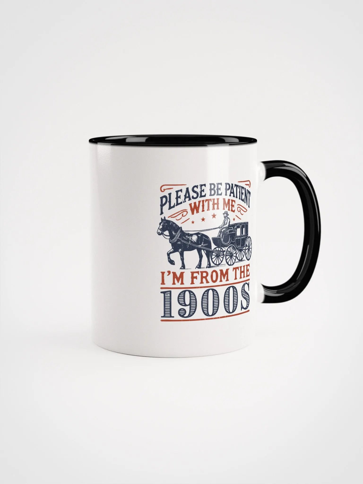 Vintage Horse Cart Coffee Mug – Funny Retro Gift with 1900s Humor product image (1)