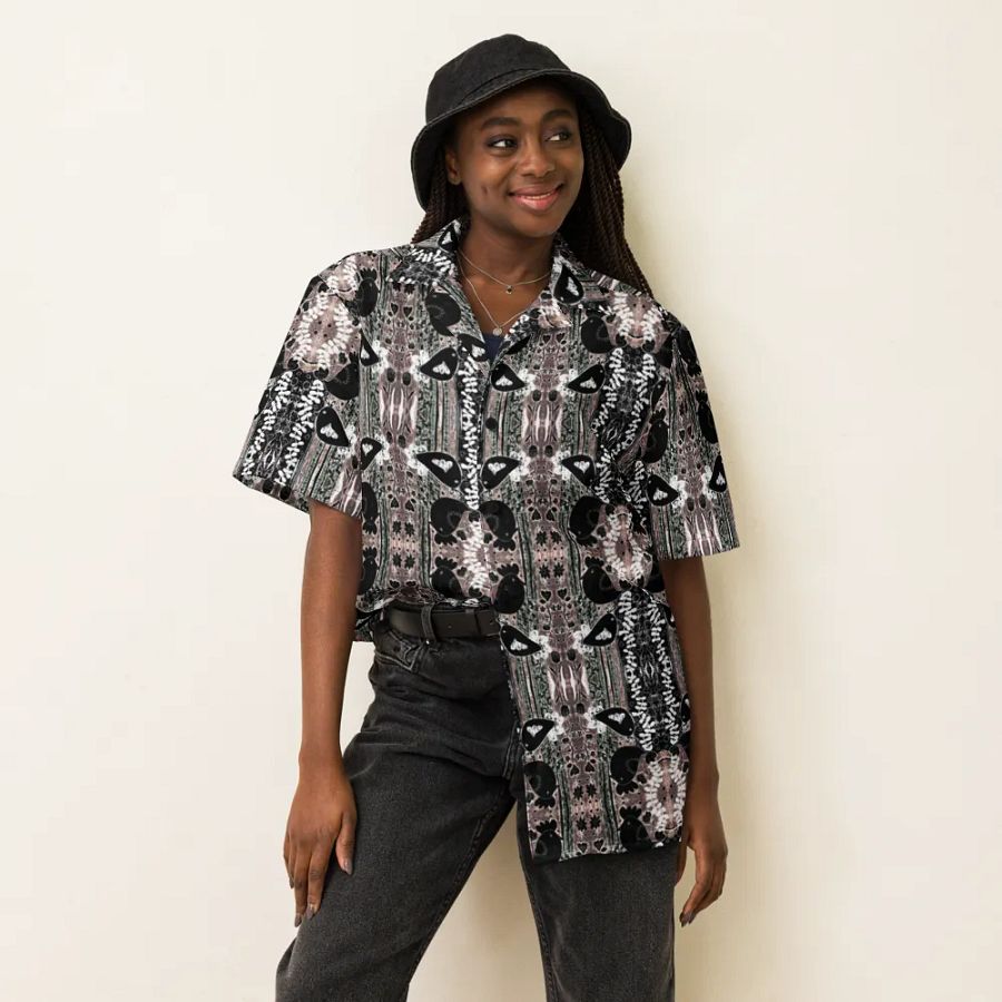 Abstract Floral Birds Unisex Hawaiian Shirt product image (5)