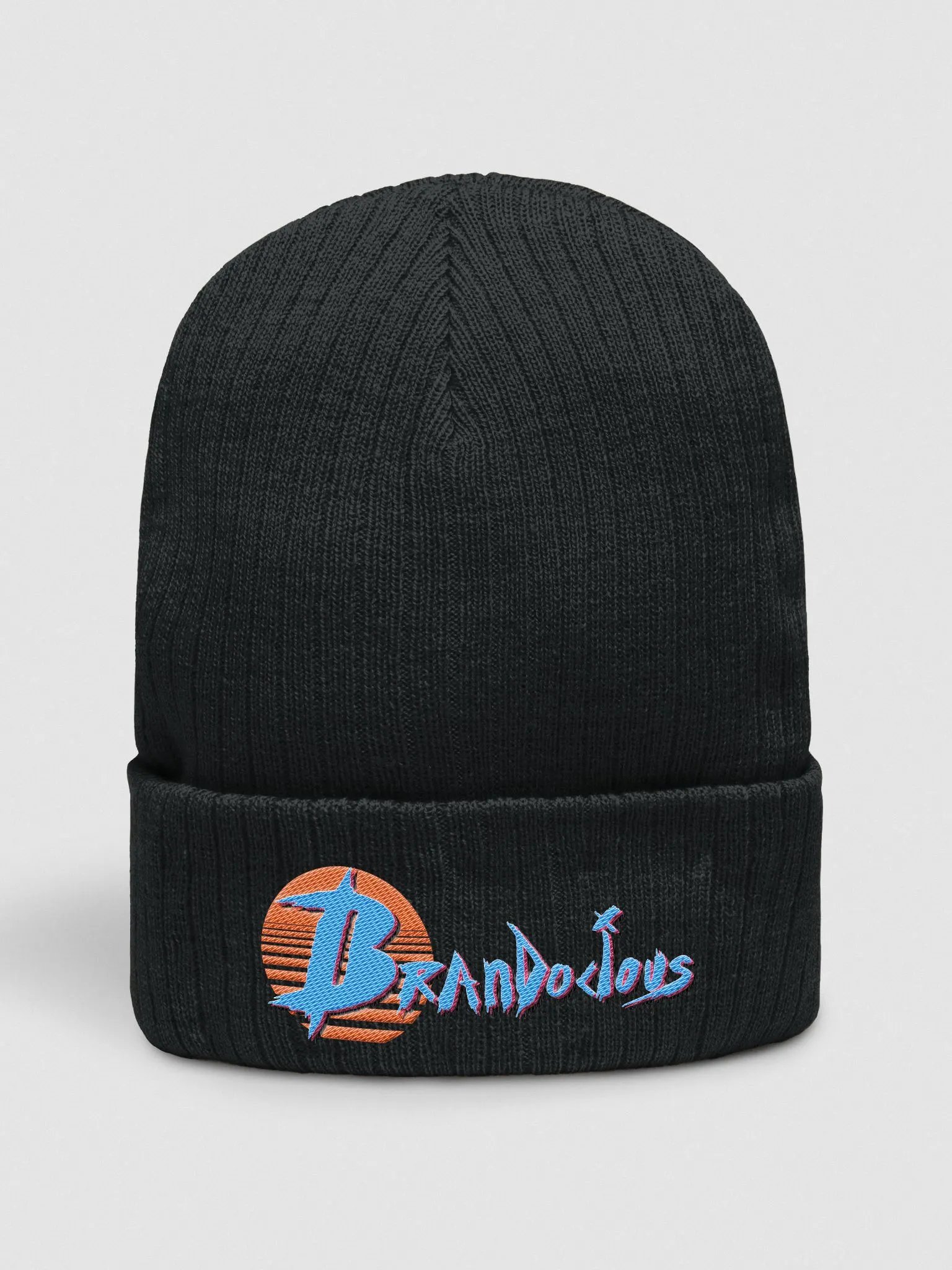 Brandocious Orange Sun, blue/pink letters - Ribbed Knit Beanie product image (3)