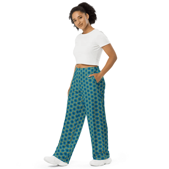 Blue Sea Urchins Dancing in a Sunny Day Wide-Leg Pants product image (2)