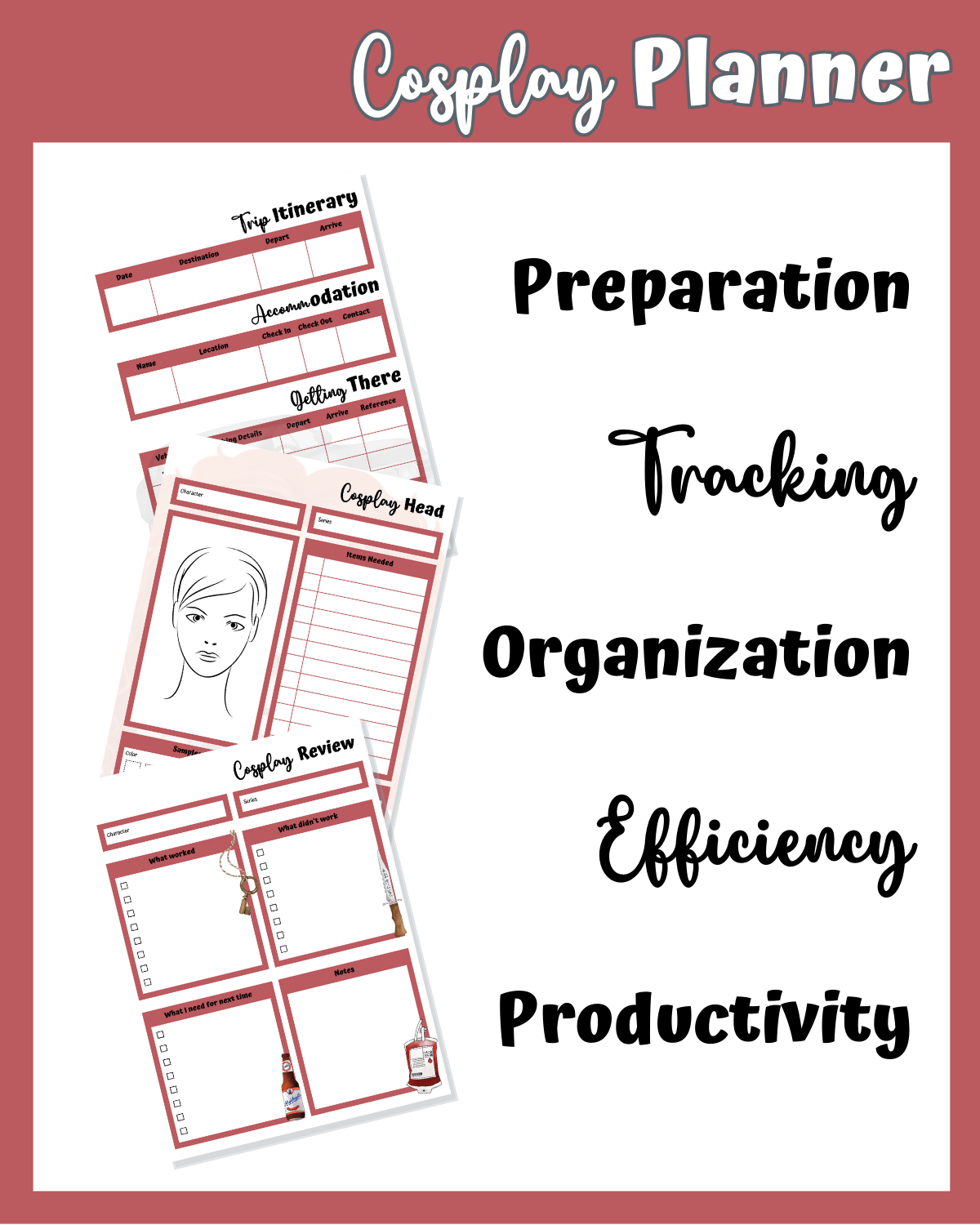 Monster Hunter Cosplay Planner – Red Edition | 54-Page Printable PDF product image (4)