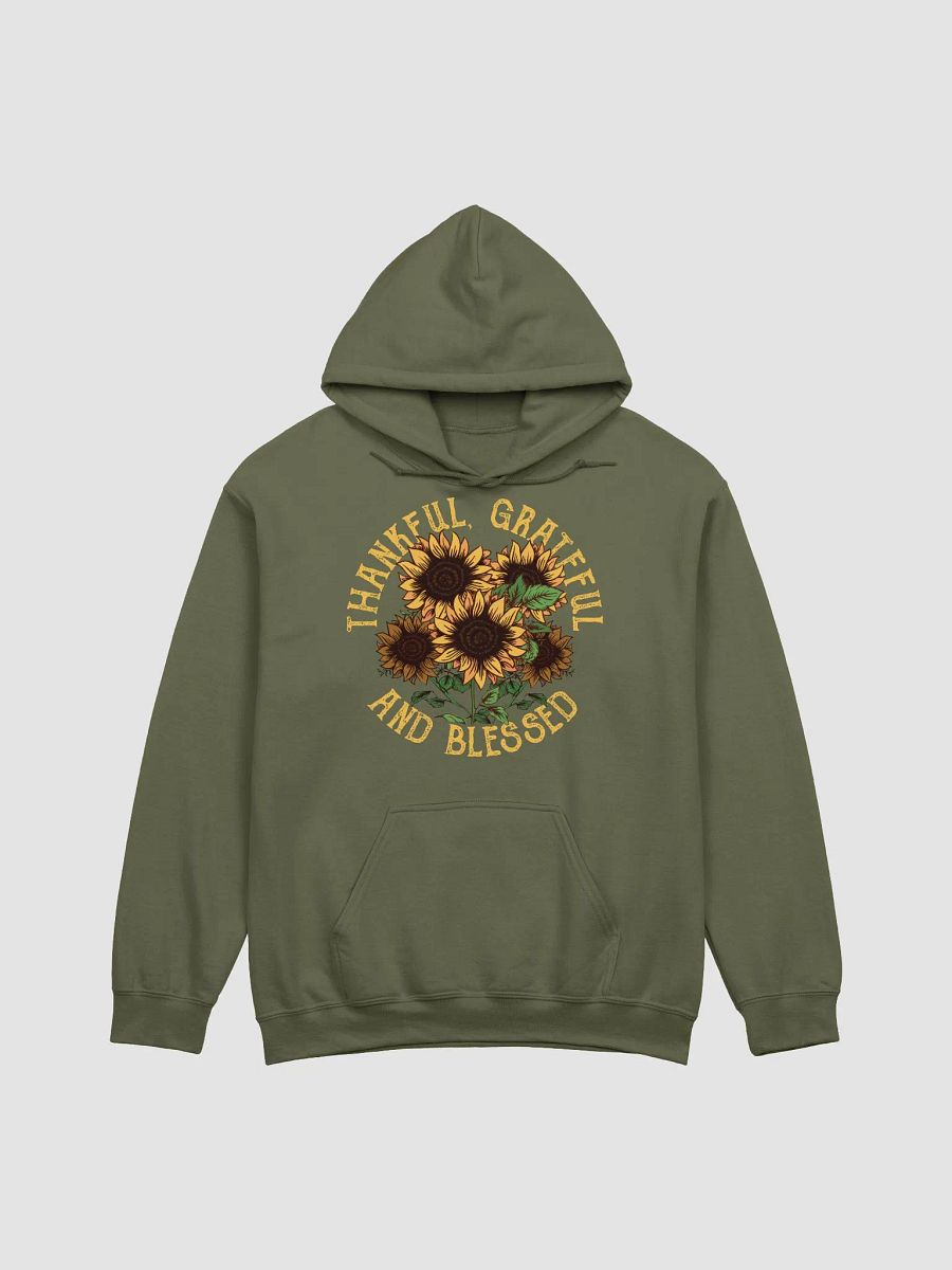 Thankful, Grateful, and Blessed Sunflower Hooded Sweatshirt | Motivational Fall and Thanksgiving Hoodie Design product image (29)