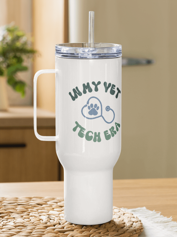 "In my vet tech era" Travel Mug with a Handle product image (13)