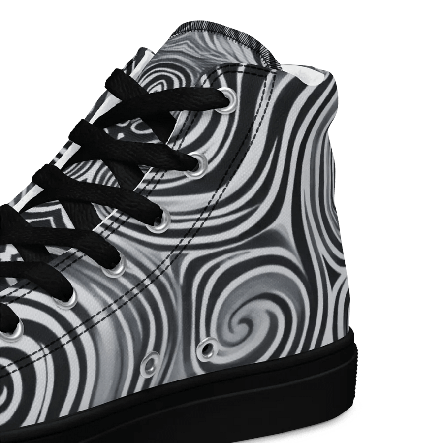 Funky Black & White Noir Liquid Tie-Dye Men's High-Top Canvas Shoes product image (8)