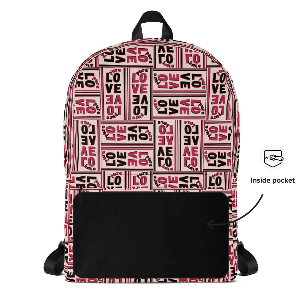 Pure LOVE dual Color Pattern on peach Background - All-Over Print Backpack product image (9)