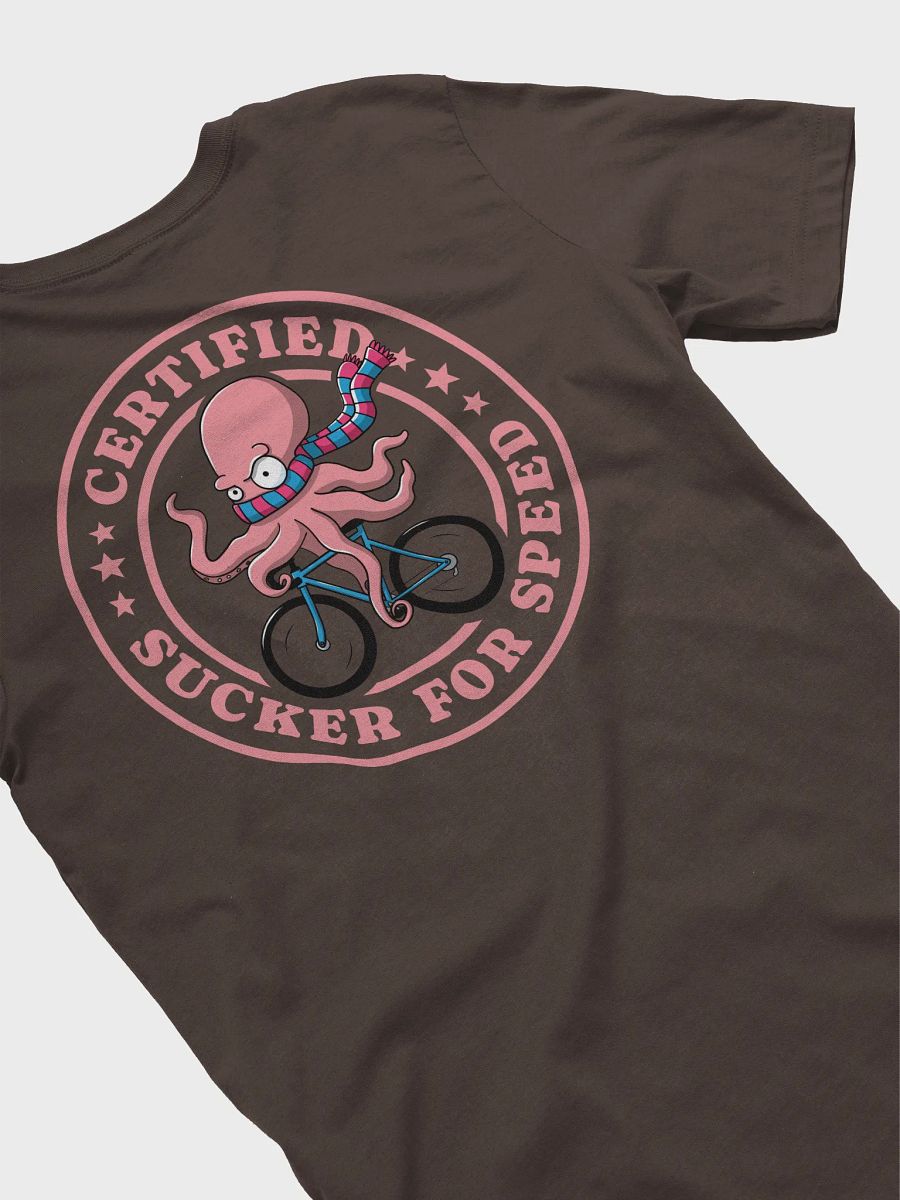 Certified Sucker for Speed Cycling badge design T-Shirt – Funny Octopus Bike Rider Tee for Cyclists product image (4)