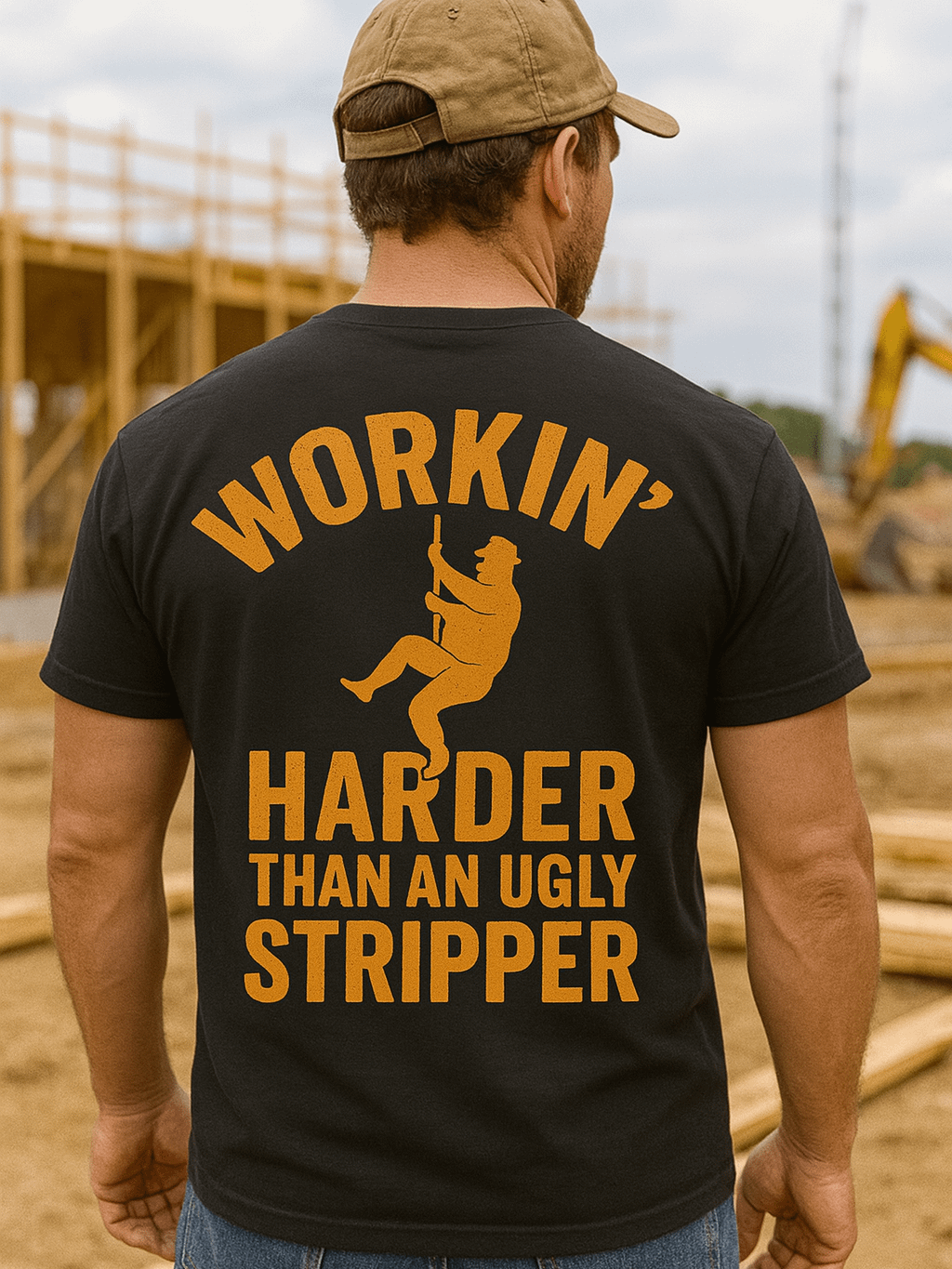 Workin' Harder Than An Ugly Stripper Shirt (Back Printed) product image (2)