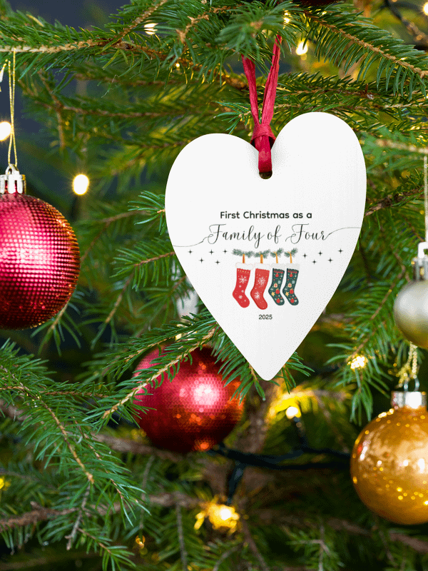 First Christmas as a Family of Four Wooden Ornament | Family of Four Wooden Ornament | Christmans Gift Ornament product image (1)