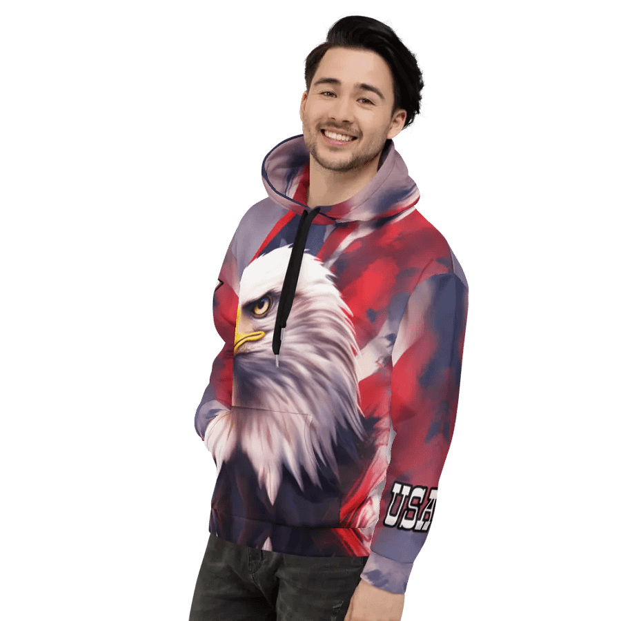 Streetwear Bold Eagel /All-over Print Recycled Unisex Hoodie by Sublicolor product image (3)