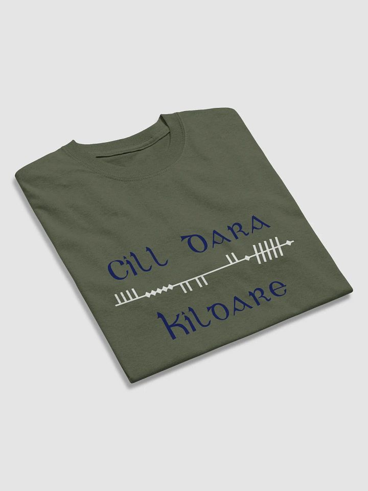 Kildare/Cill Dara, Scholastic style Ogham, white and navy, printed T-shirt product image (62)
