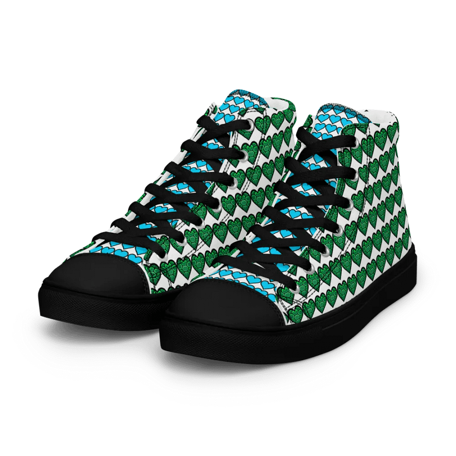 Ninja Teal Heart Women's High Top Canvas Shoes product image (3)
