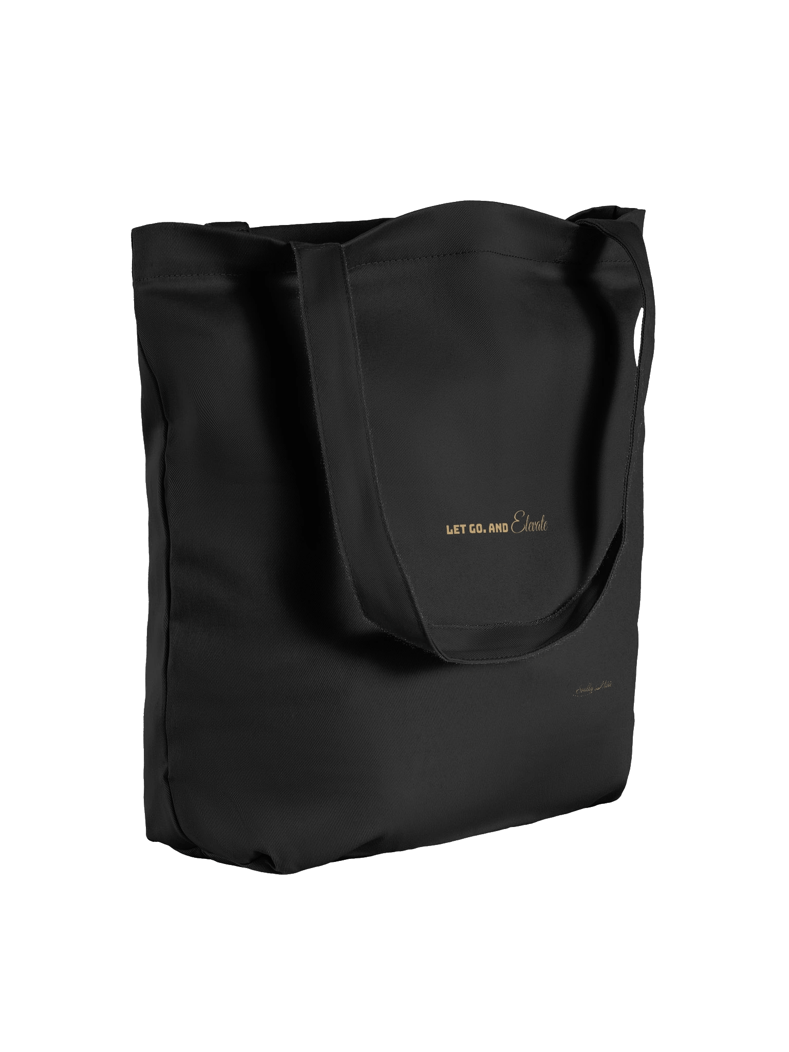 Soully Mine- GOLD PRINT Let Go. And Elevate Tote Bag in Black product image (1)
