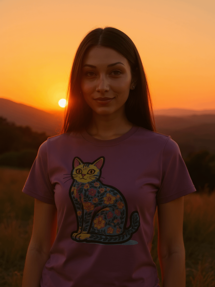 Floral Feline Fantasy T-Shirt product image (1)