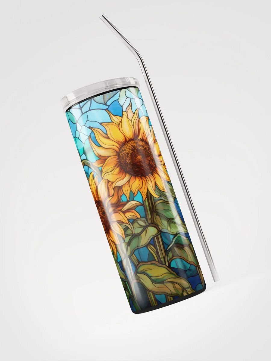 Sunflower Bliss: Stainless Steel Tumbler with Reusable Straw – Sip in Style product image (3)