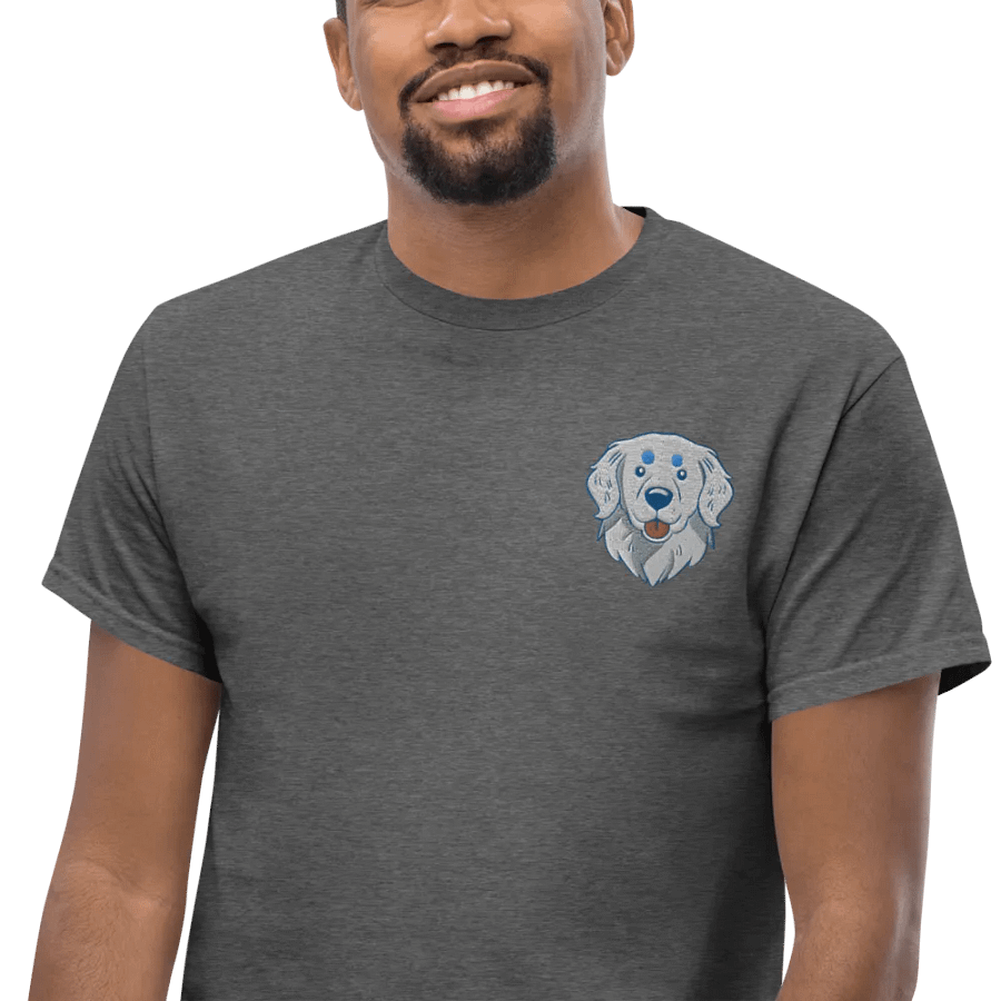 Cheerful White Golden Retriever Dog Embroidered Graphic Tee product image (5)