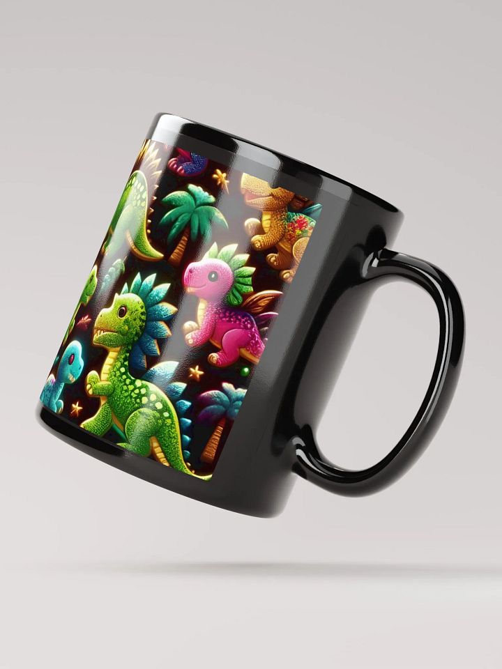 Neon Dino Paradise Black Glossy Mug product image (3)