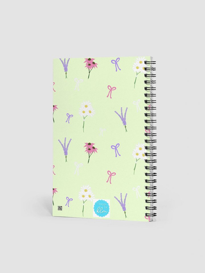 Wildflowers and Bows Pattern- Green Background Spiral Journal product image (2)