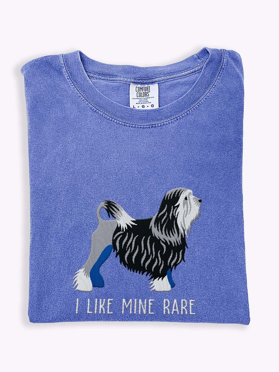 I Like Mine Rare T-Shirt(Embroidered) of a Lowchen(Black & White) product image (1)